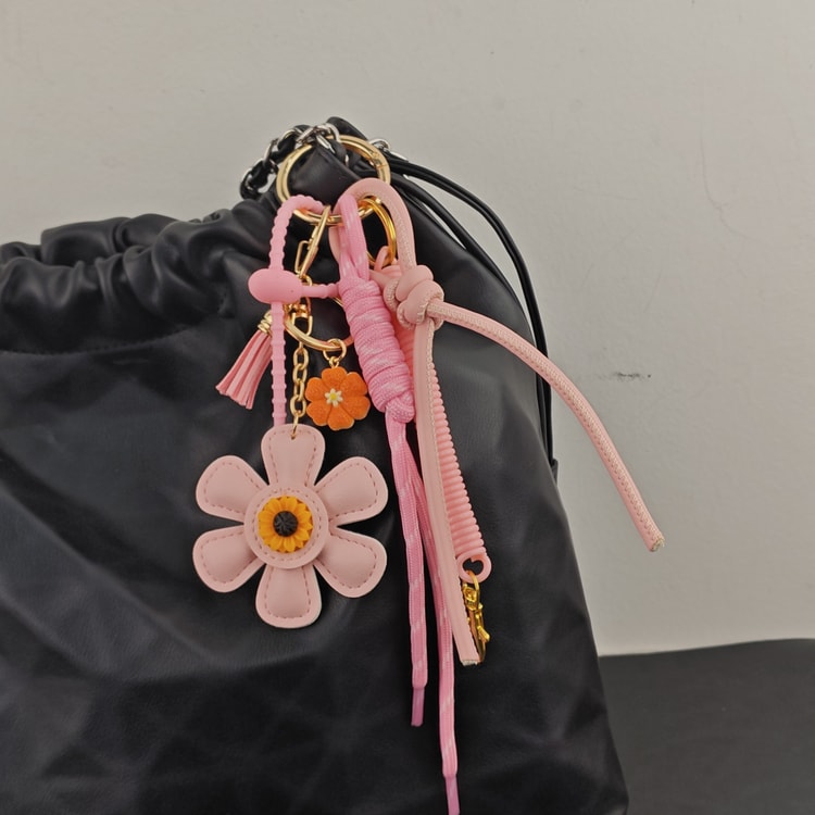 Leather Sunflower Bag Charm Keychain for Women Fashion Accessory Gift