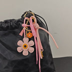 Leather Sunflower Bag Charm Keychain for Women Fashion Accessory Gift