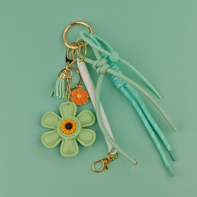 Leather Sunflower Bag Charm Keychain for Women Fashion Accessory Gift