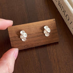 Geometric Flower Silver Needle Stud Earrings for Women Fashion Jewelry