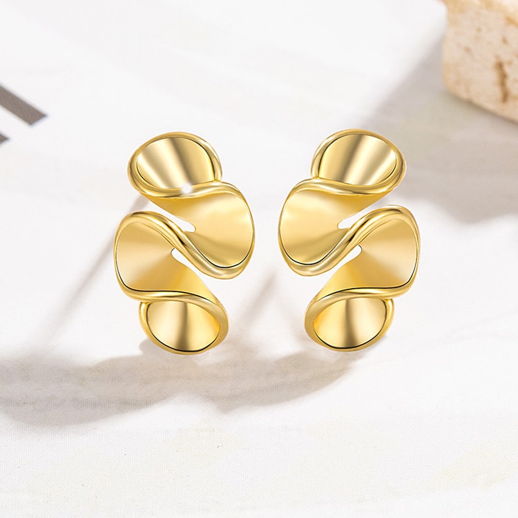 Geometric Flower Silver Needle Stud Earrings for Women Fashion Jewelry