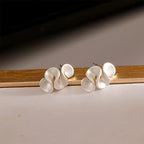 Geometric Flower Silver Needle Stud Earrings for Women Fashion Jewelry