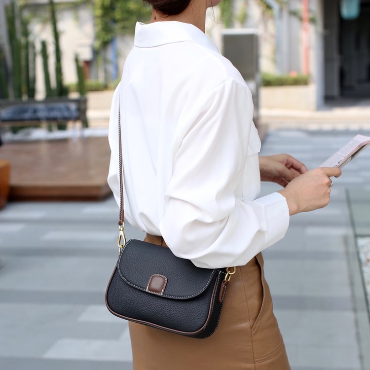 Luxury Contrast Color Messenger Handbag, PU Leather Shoulder Bags For Women, Fashion Flap Crossbody Purse