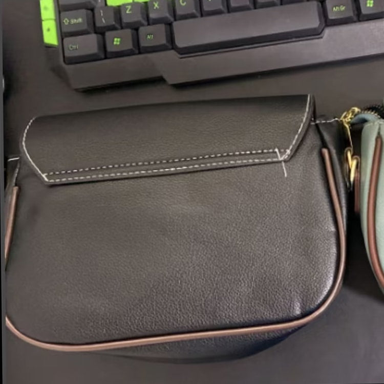 Luxury Contrast Color Messenger Handbag, PU Leather Shoulder Bags For Women, Fashion Flap Crossbody Purse