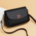 Luxury Contrast Color Messenger Handbag, PU Leather Shoulder Bags For Women, Fashion Flap Crossbody Purse