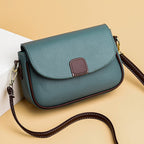 Luxury Contrast Color Messenger Handbag, PU Leather Shoulder Bags For Women, Fashion Flap Crossbody Purse