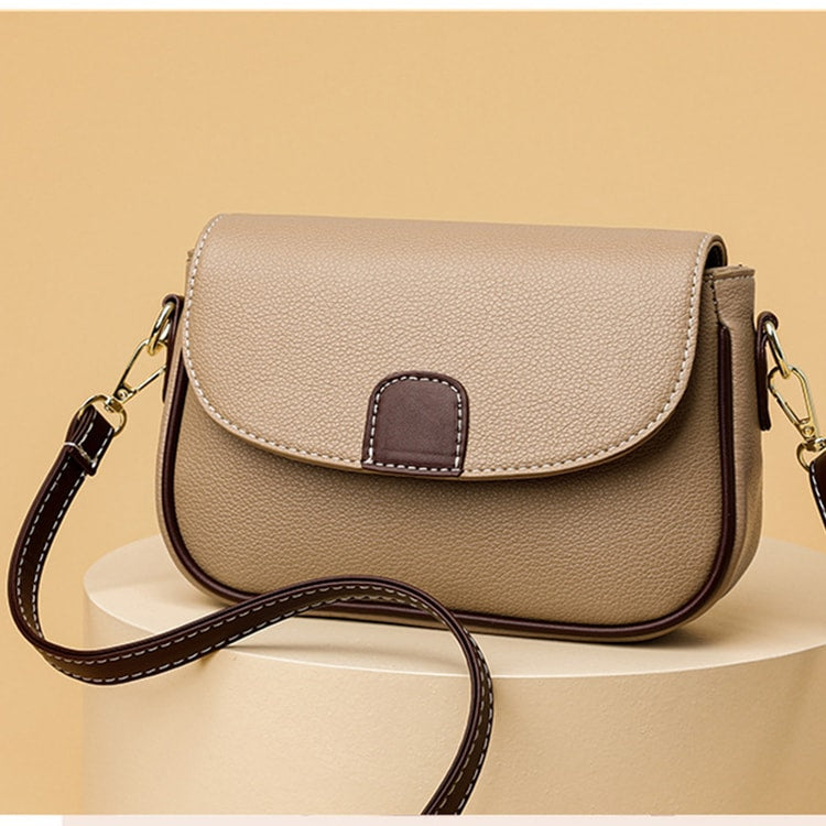 Luxury Contrast Color Messenger Handbag, PU Leather Shoulder Bags For Women, Fashion Flap Crossbody Purse