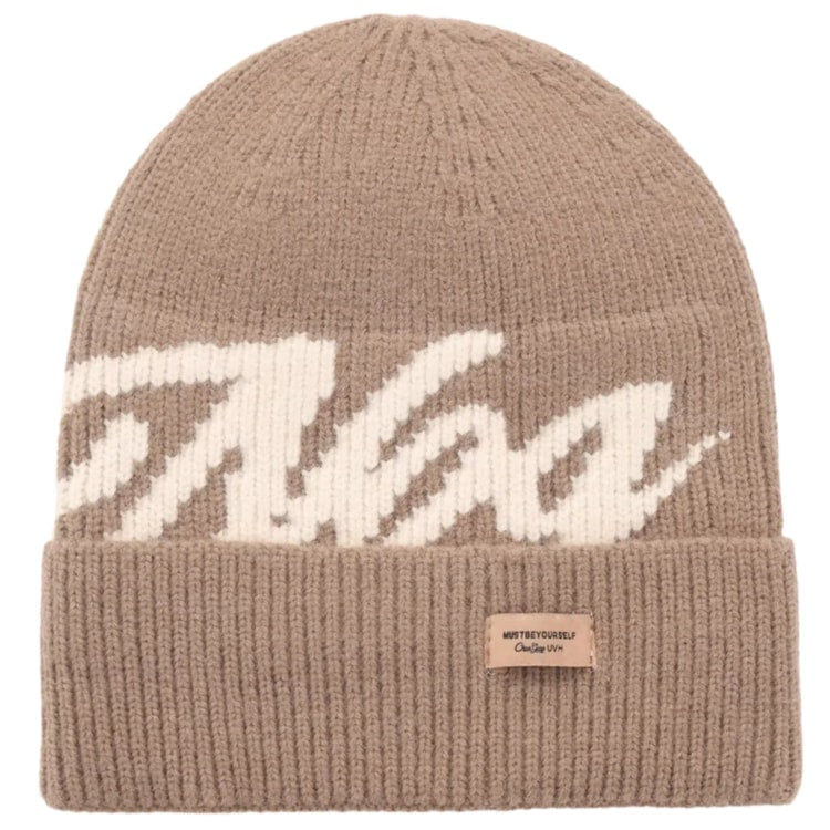 Soft Beanie For Women, Solid Color Letter Jacquard, New Style Women Fashion Knit Hat Dandy Caphat