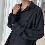 Men's Luxury Niche Shirt, Hollow Design Tweed Jacket, Trendy Loose Fit Long Sleeve Casual Vest