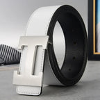 High Quality Men Belt, Genuine Second Cow Leather Strap, New Casual Designer Belt with Male Smooth Buckle Fashion