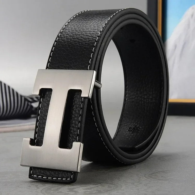 High Quality Men Belt, Genuine Second Cow Leather Strap, New Casual Designer Belt with Male Smooth Buckle Fashion