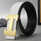 High Quality Men Belt, Genuine Second Cow Leather Strap, New Casual Designer Belt with Male Smooth Buckle Fashion