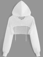 Streetwear Hollow Out Super Crop Hoodie for Women