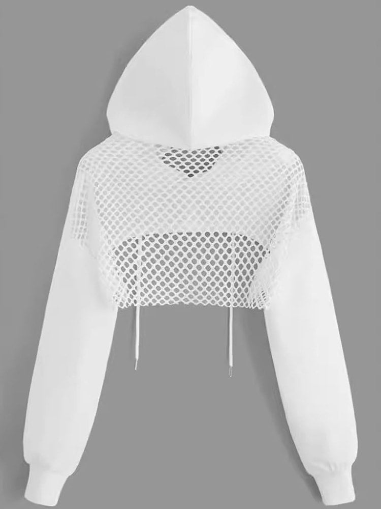 Streetwear Hollow Out Super Crop Hoodie for Women