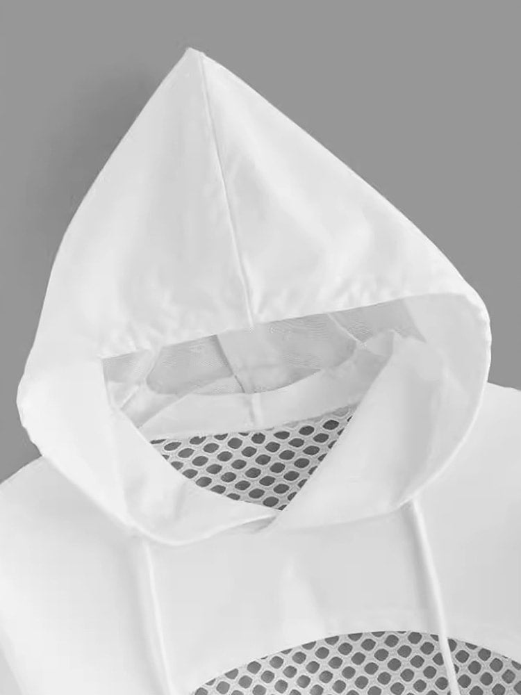 Streetwear Hollow Out Super Crop Hoodie for Women