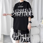 Korean Streetwear Men's T Shirt & Shorts Set Plu