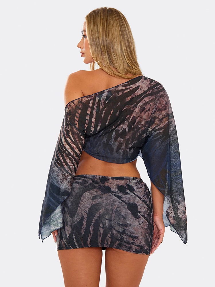 Wild Edge Tiger Print Skirt Set for Women Streetwear Outfit