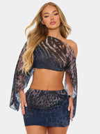 Wild Edge Tiger Print Skirt Set for Women Streetwear Outfit