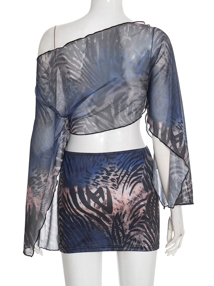 Wild Edge Tiger Print Skirt Set for Women Streetwear Outfit