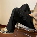Unisex Cargo Pants, Loose Fit Streetwear, Solid Color Wide Leg Trousers, Trendy and Versatile