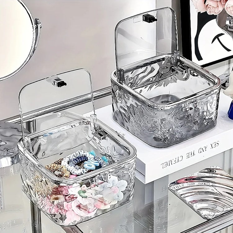 Clear Acrylic Hair Accessories Organizer Storage Box for Headbands, Bows, Cotton Swabs, Bathroom Organization