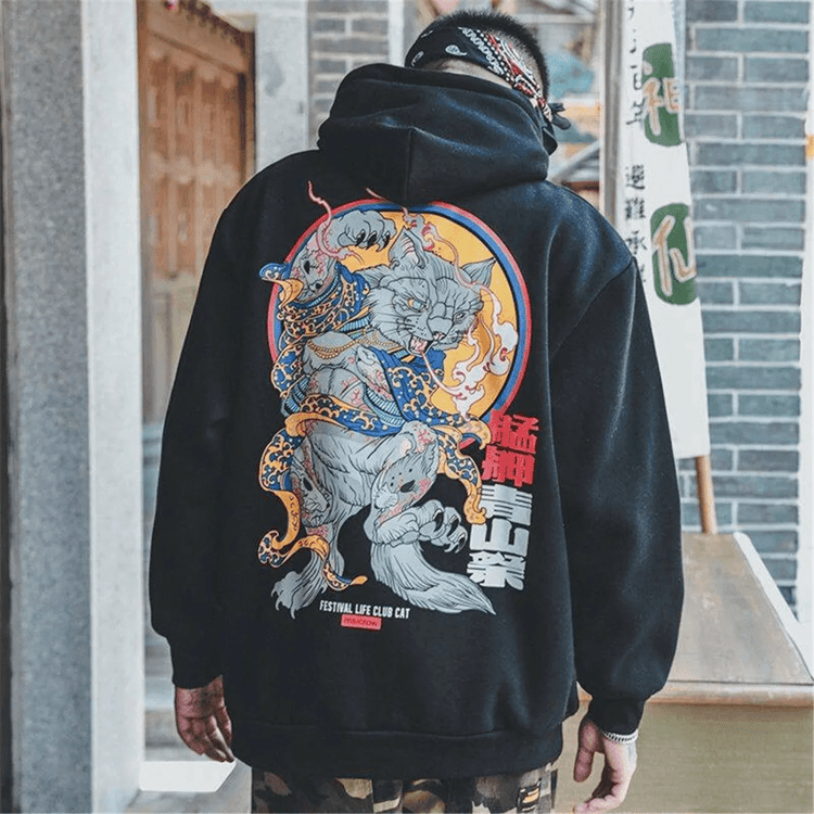 Harajuku Devil Hoodie Oversized Japanese Streetwear Pullover