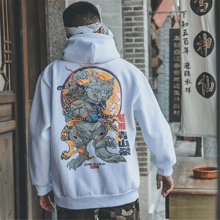 Harajuku Devil Hoodie Oversized Japanese Streetwear Pullover