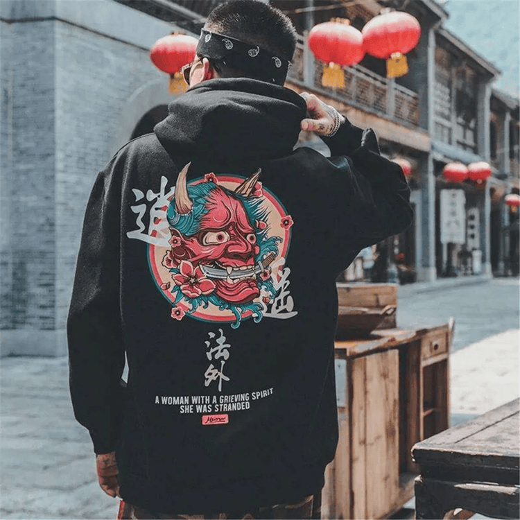 Harajuku Devil Hoodie Oversized Japanese Streetwear Pullover