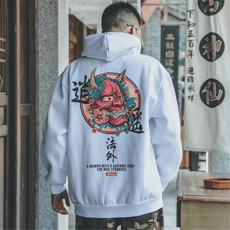 Harajuku Devil Hoodie Oversized Japanese Streetwear Pullover